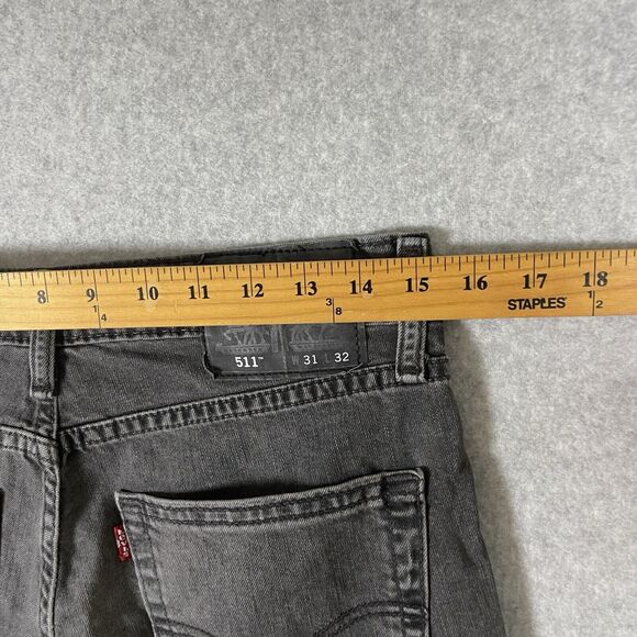 Levis 511 Jeans Mens (30x30)Black Slim Fit Low Rise Dark Wash Denim Stretch - Picture 8 of 16